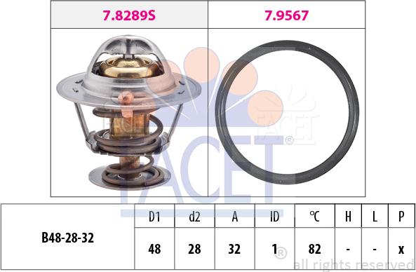 FACET 7.8289 - Термостат, охолоджуюча рідина autocars.com.ua