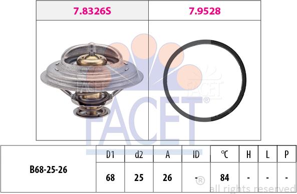 FACET 7.8326 - Термостат, охолоджуюча рідина autocars.com.ua