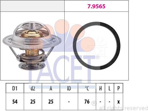 FACET 7.8328 - Термостат Renault Master-Trafic 2.4-2.5 D-TD 80-01 7.8328 FACET autocars.com.ua