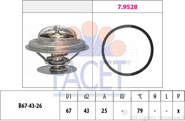 FACET 7.8333 - Термостат, охолоджуюча рідина autocars.com.ua