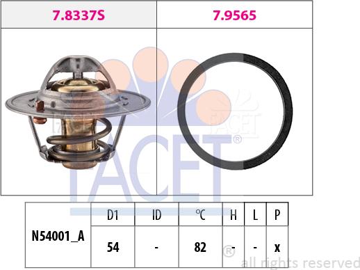 FACET 7.8334 - Термостат, охолоджуюча рідина autocars.com.ua