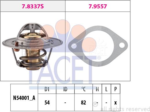 FACET 7.8337 - Термостат, охолоджуюча рідина autocars.com.ua