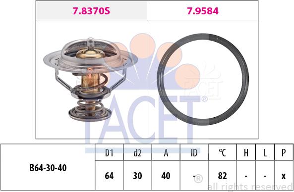 FACET 7.8370 - Термостат, охолоджуюча рідина autocars.com.ua