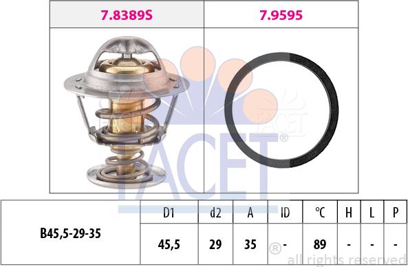 FACET 7.8389 - Термостат, охолоджуюча рідина autocars.com.ua