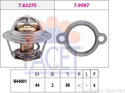 FACET 7.8409 - Термостат, охолоджуюча рідина autocars.com.ua