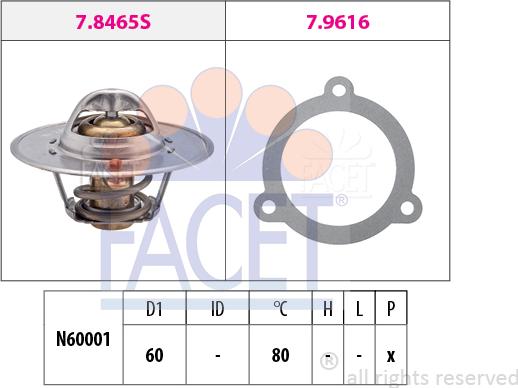 FACET 7.8465 - Термостат, охолоджуюча рідина autocars.com.ua