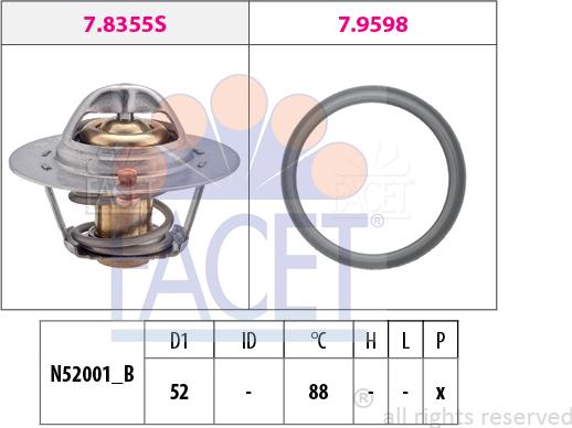 FACET 7.8487 - Термостат, охолоджуюча рідина autocars.com.ua