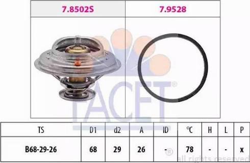 FACET 7.8502 - Термостат, охолоджуюча рідина autocars.com.ua