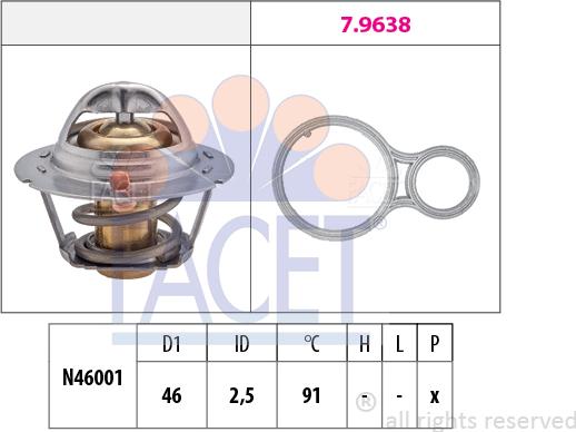 FACET 7.8524 - Термостат, охолоджуюча рідина autocars.com.ua