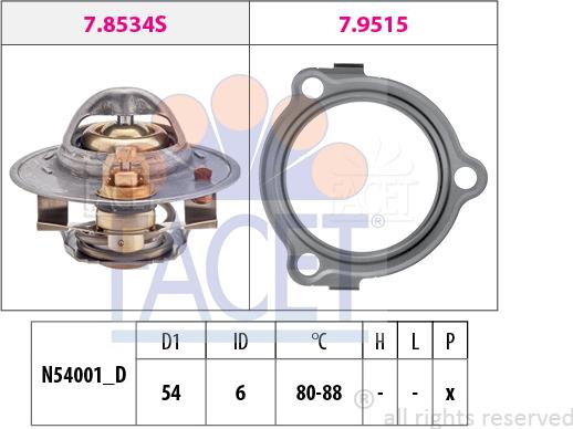 FACET 7.8534 - Термостат, охолоджуюча рідина autocars.com.ua