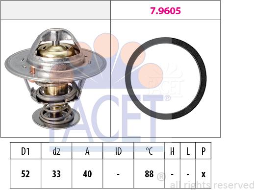 FACET 7.8537 - Термостат, охолоджуюча рідина autocars.com.ua