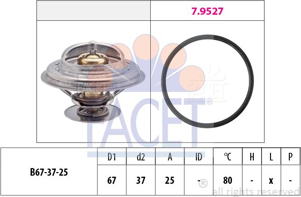 FACET 7.8623 - Термостат OM 615-617-BMW 3E30-5E12-E28 68--VW 2.3-3.2 V6-VR6 90- 79 C 7.8623 FACET autocars.com.ua