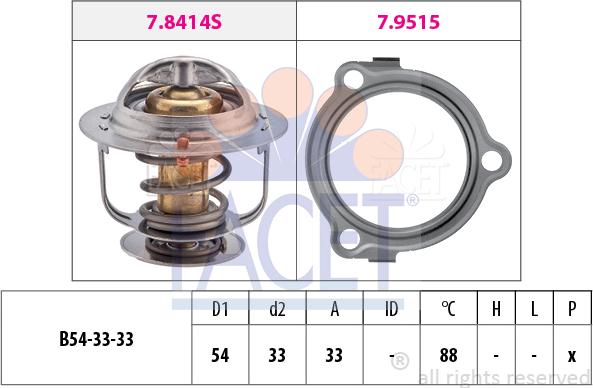 FACET 7.8633 - Термостат, охолоджуюча рідина autocars.com.ua