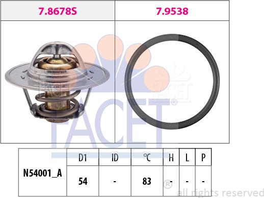 FACET 7.8678 - Термостат Skoda Roomster 1.4 06-15 7.8678 FACET autocars.com.ua