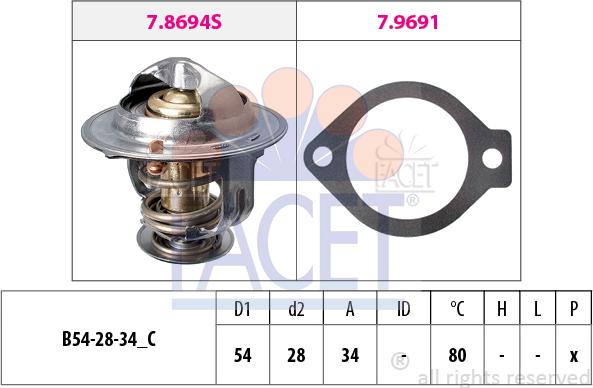 FACET 7.8694 - Термостат, охлаждающая жидкость avtokuzovplus.com.ua