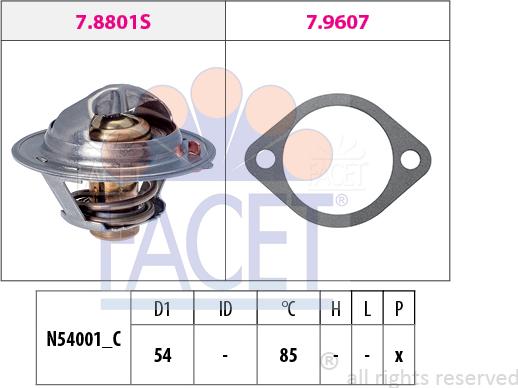 FACET 7.8801 - Термостат, охолоджуюча рідина autocars.com.ua