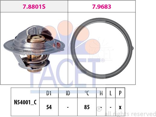 FACET 7.8803 - Термостат, охолоджуюча рідина autocars.com.ua