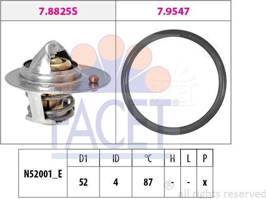 FACET 7.8825 - Термостат, охолоджуюча рідина autocars.com.ua