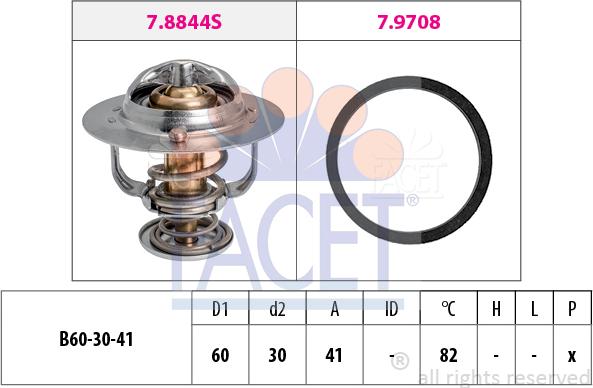 FACET 7.8844 - Термостат, охолоджуюча рідина autocars.com.ua