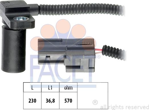 FACET 9.0233 - Датчик частоти обертання, автоматична коробка передач autocars.com.ua