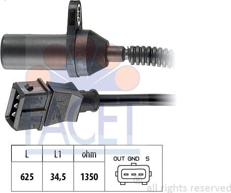 FACET 9.0285 - Датчик імпульсів, колінчастий вал autocars.com.ua