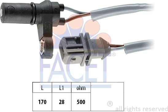 FACET 9.0392 - Датчик частоти обертання, автоматична коробка передач autocars.com.ua