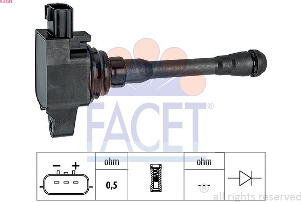 FACET 9.6543 - Котушка запалювання autocars.com.ua