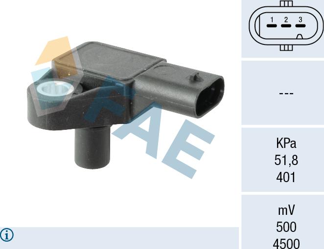 FAE 15275 - Датчик, тиск у впускний трубі autocars.com.ua