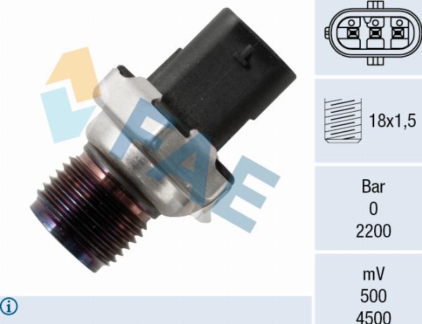FAE 15627 - Датчик, тиск подачі палива autocars.com.ua