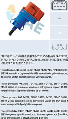 FAE 24796 - Вимикач ліхтаря сигналу гальмування autocars.com.ua