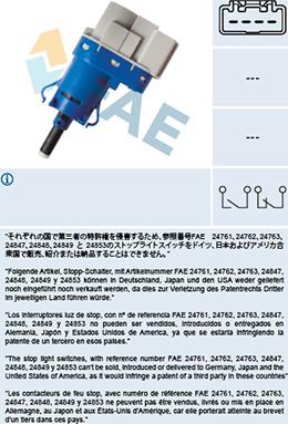 FAE 24849 - Выключатель фонаря сигнала торможения autodnr.net