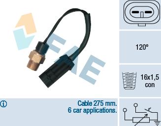 FAE 34380 - Датчик, температура охолоджуючої рідини autocars.com.ua