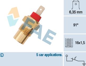 FAE 35101 - Датчик, температура охолоджуючої рідини autocars.com.ua