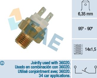 FAE 36010 - Термовимикач, вентилятор радіатора / кондиціонера autocars.com.ua