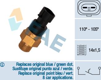 FAE 36200 - Термовимикач, вентилятор радіатора / кондиціонера autocars.com.ua