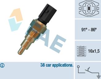 FAE 36670 - Термовимикач, вентилятор радіатора / кондиціонера autocars.com.ua