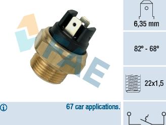 FAE 37350 - Термовимикач, вентилятор радіатора / кондиціонера autocars.com.ua