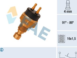 FAE 37450 - Термовимикач, вентилятор радіатора / кондиціонера autocars.com.ua