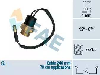 FAE 37490 - Термовимикач, вентилятор радіатора / кондиціонера autocars.com.ua