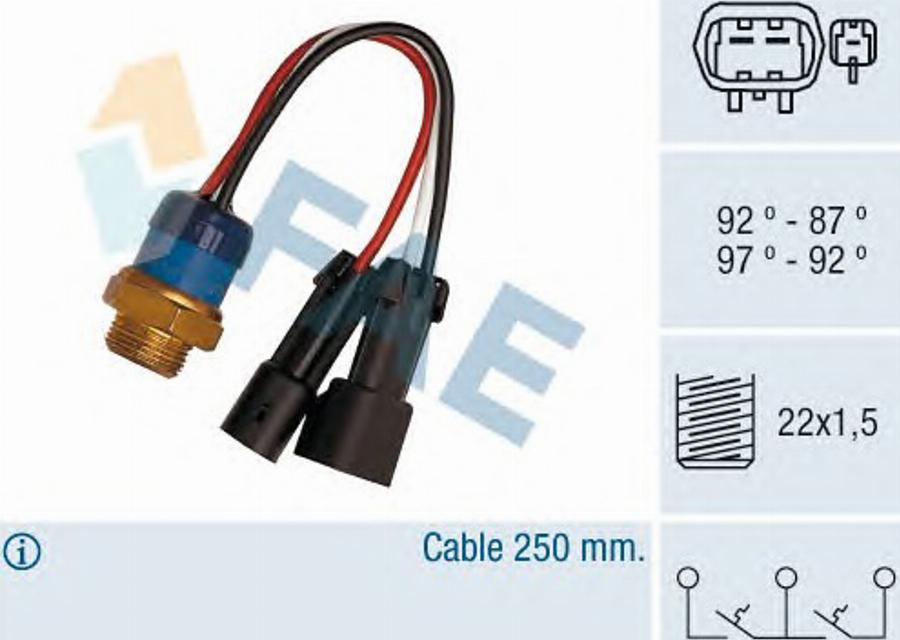 FAE 38090 - Термовыключатель, вентилятор радиатора / кондиционера autodnr.net