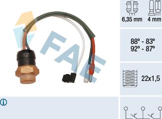 FAE 38190 - Термовимикач, вентилятор радіатора / кондиціонера autocars.com.ua