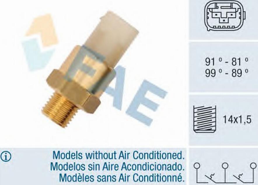 FAE 38381 - Термовимикач, вентилятор радіатора / кондиціонера autocars.com.ua