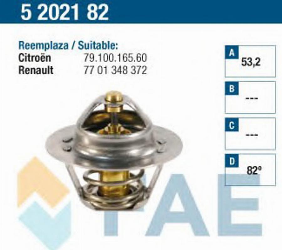 FAE 5202182 - Термостат, охолоджуюча рідина autocars.com.ua