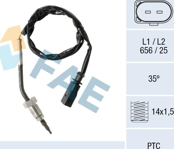 FAE 68001 - Датчик, температура вихлопних газів autocars.com.ua