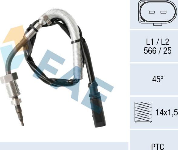 FAE 68007 - Датчик, температура выхлопных газов avtokuzovplus.com.ua