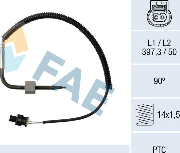 FAE 68012 - Датчик, температура выхлопных газов autodnr.net