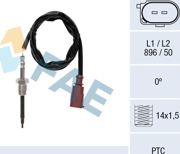 FAE 68013 - Датчик, температура вихлопних газів autocars.com.ua