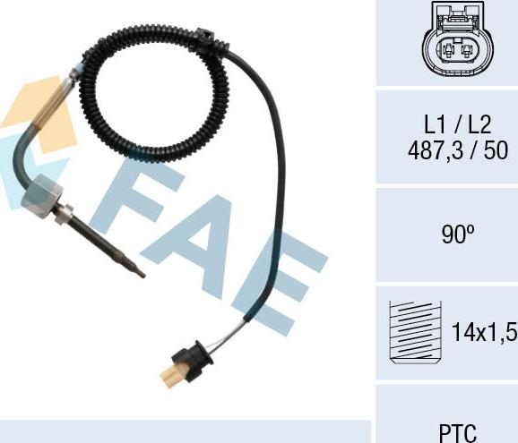 FAE 68015 - Датчик, температура вихлопних газів autocars.com.ua