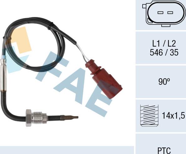 FAE 68016 - Датчик, температура вихлопних газів autocars.com.ua