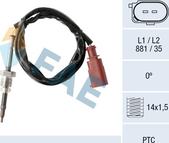 FAE 68017 - Датчик, температура вихлопних газів autocars.com.ua